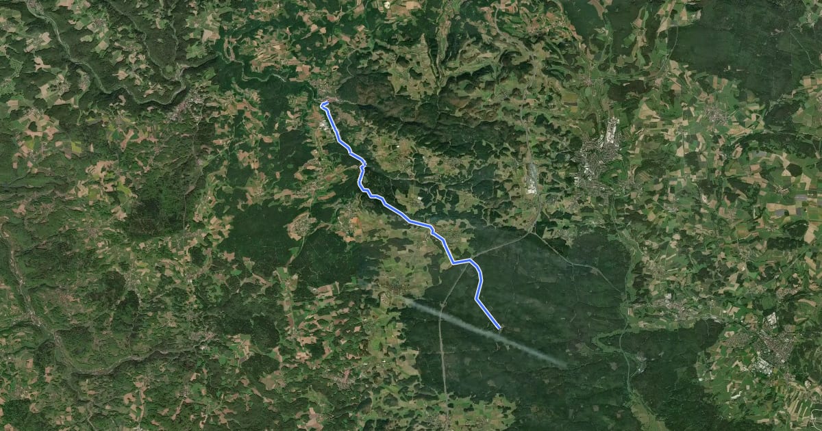 Маршрут Wallfahrerweg Hufeisen - Pottenstein на спутниковом снимке