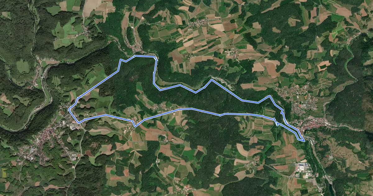 Маршрут Wallfahrerweg PW1 на спутниковом снимке