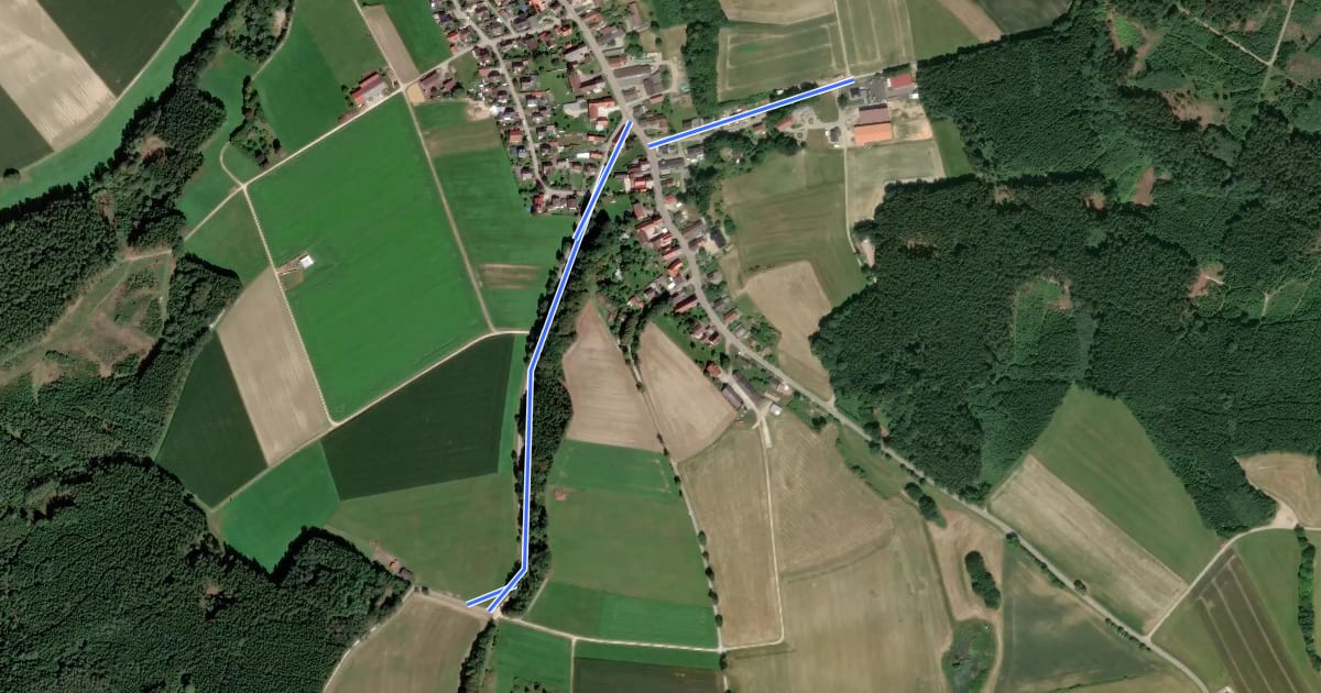 Маршрут Wallfahrtsweg Violau-Biberbach на спутниковом снимке