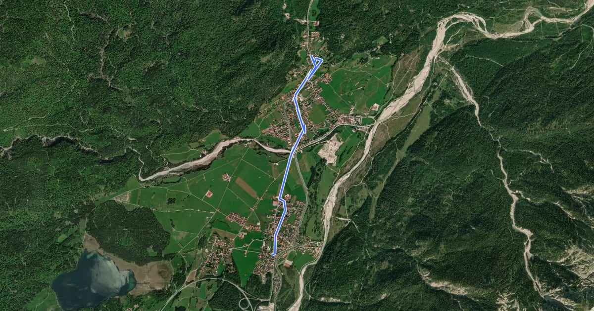 Маршрут Wallgau - Krün на спутниковом снимке