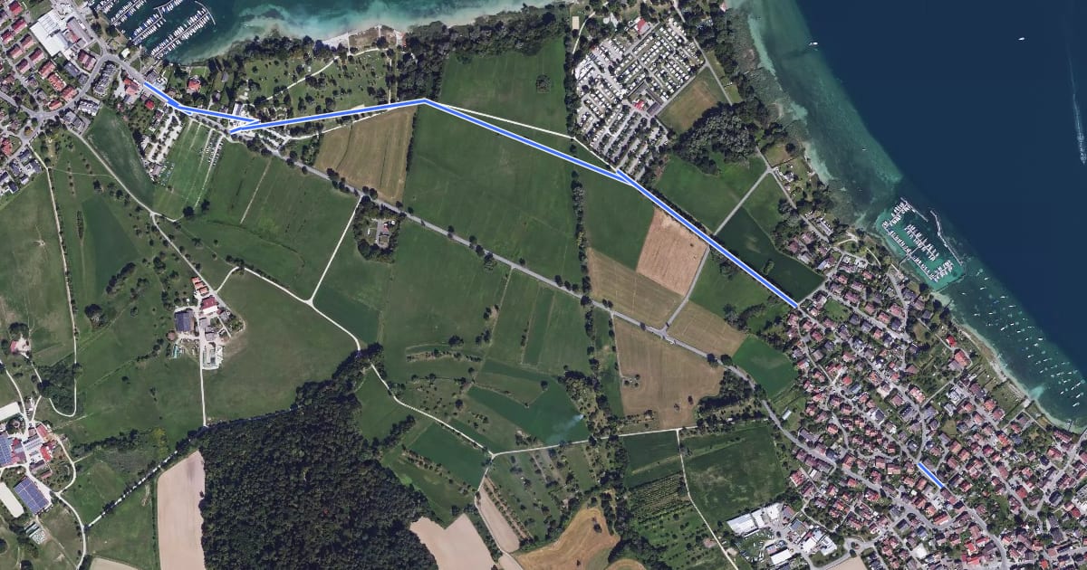 Маршрут Wallhausen Hafen - Dingelsdorf Zur Mühle на спутниковом снимке