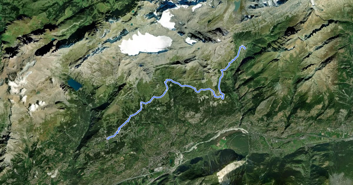 Маршрут Walliser Sonnenweg Etappe 1 на спутниковом снимке