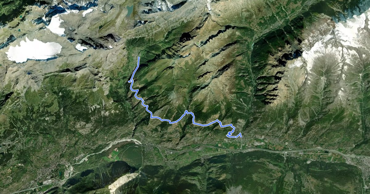 Маршрут Walliser Sonnenweg Etappe 2 на спутниковом снимке