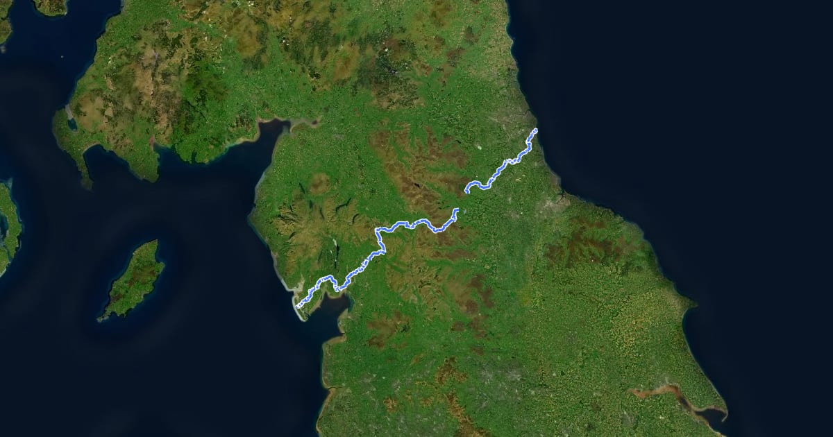 Маршрут Walney to Wear Cycle Route на спутниковом снимке
