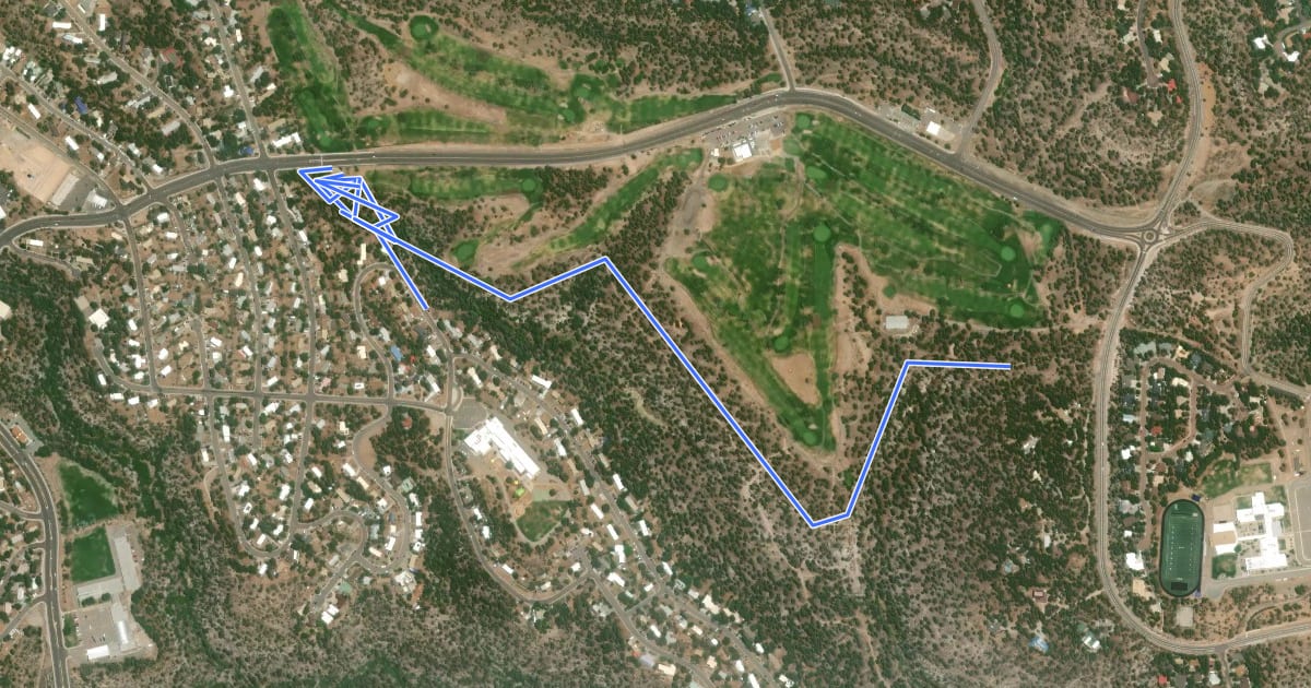 Маршрут Walnut Canyon Rim Trail на спутниковом снимке