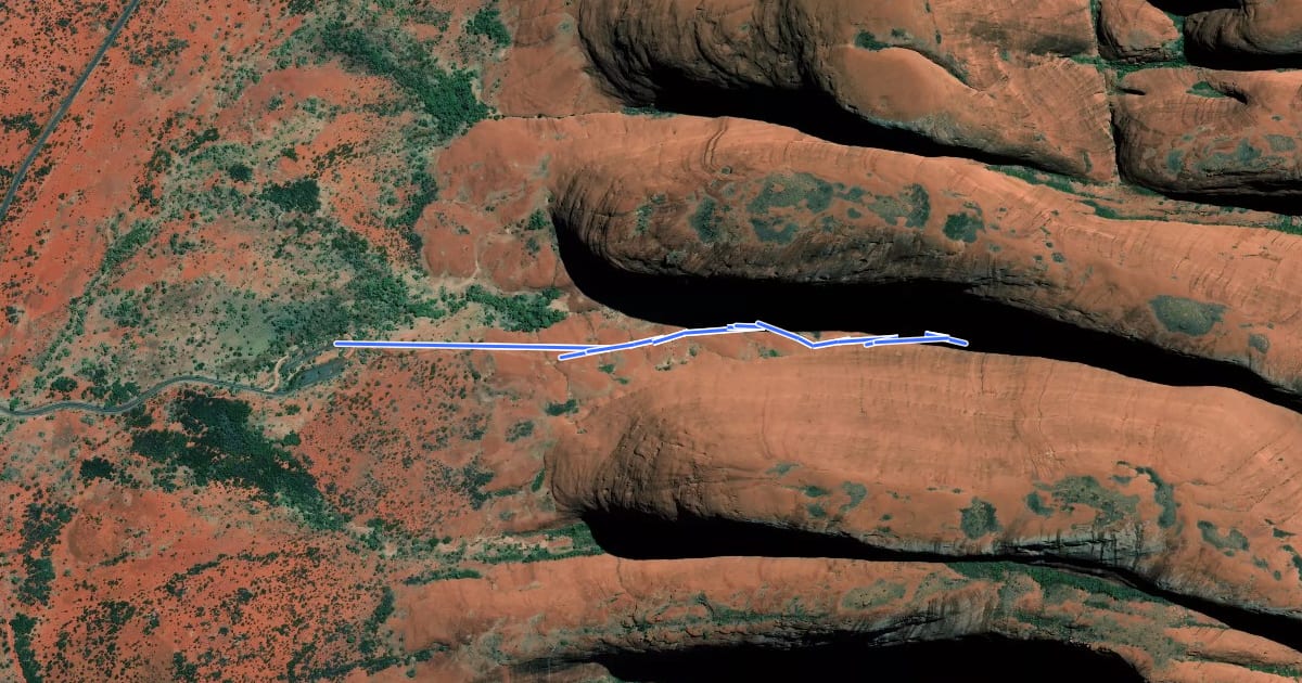 Маршрут Walpa Gorge Walk на спутниковом снимке