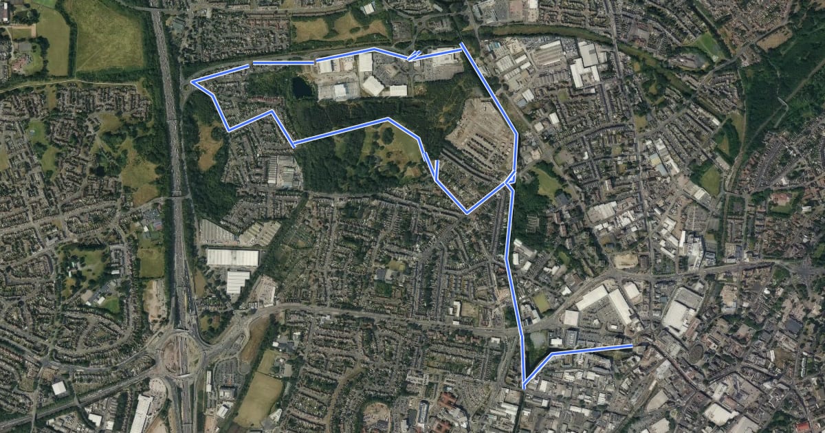 Маршрут Walsall Walk of Art на спутниковом снимке