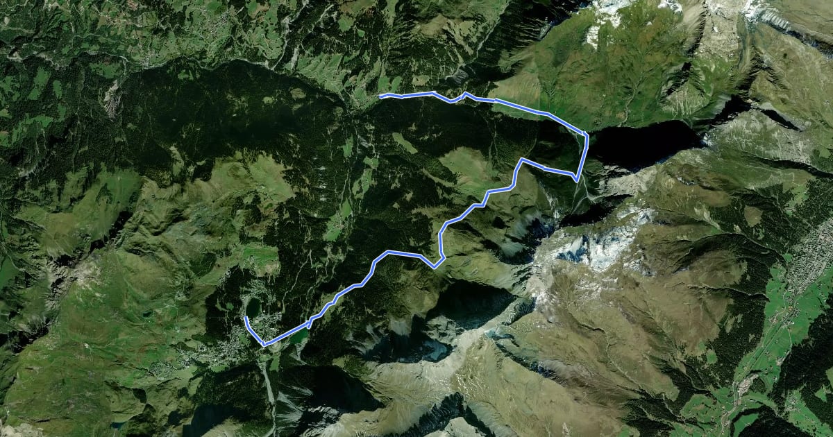Маршрут Walserweg - Etappe 16 на спутниковом снимке