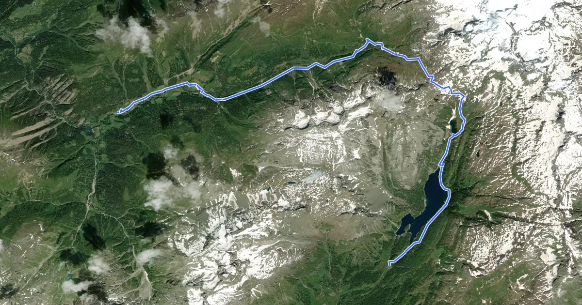 Маршрут Walserweg Gottardo - Etappe 1 на спутниковом снимке