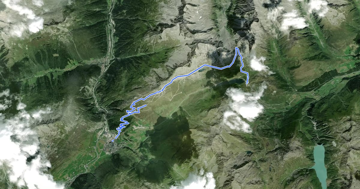 Маршрут Walserweg Gottardo - Etappe 11 на спутниковом снимке