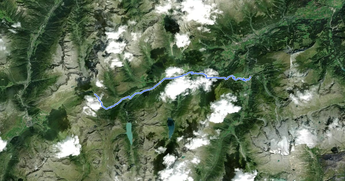 Маршрут Walserweg Gottardo - Etappe 12 на спутниковом снимке