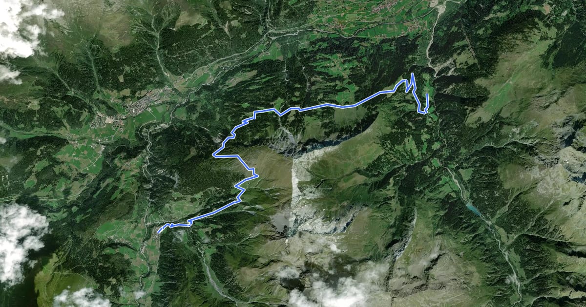 Маршрут Walserweg Gottardo - Etappe 13 на спутниковом снимке