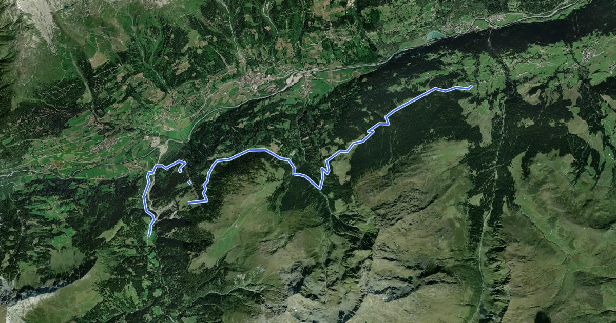 Маршрут Walserweg Gottardo - Etappe 14 на спутниковом снимке