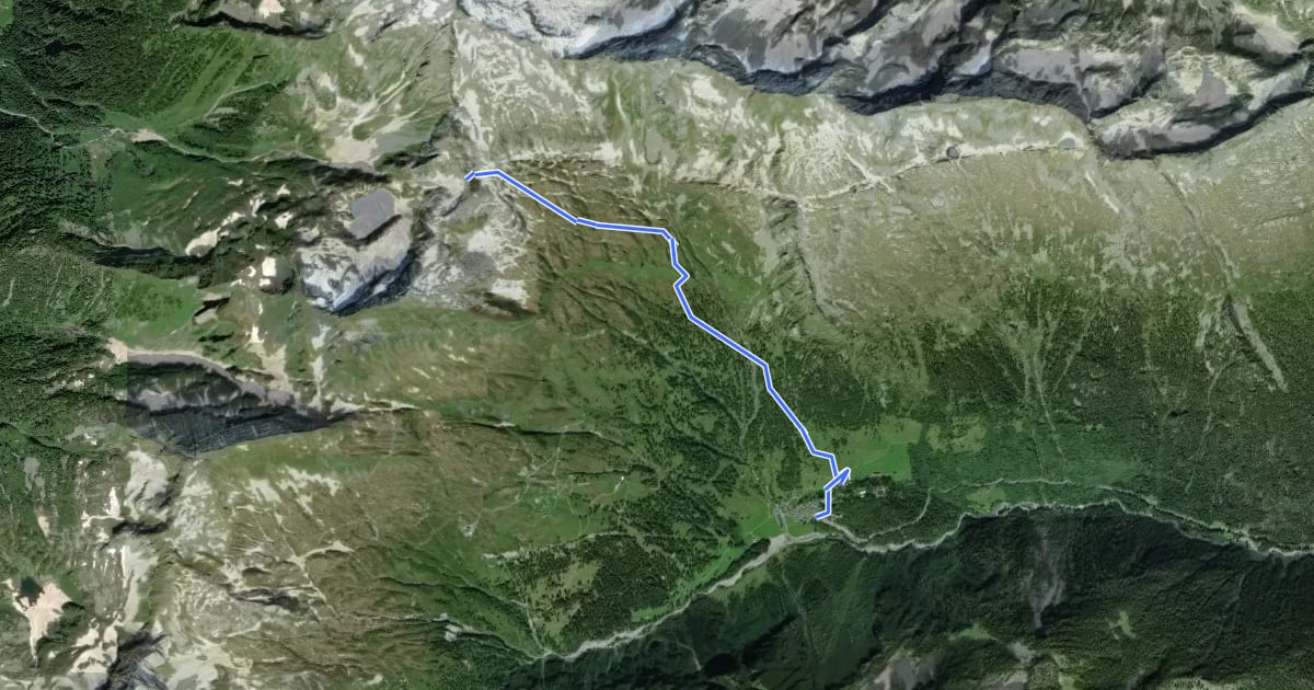 Маршрут Walserweg Gottardo - Etappe 5 на спутниковом снимке
