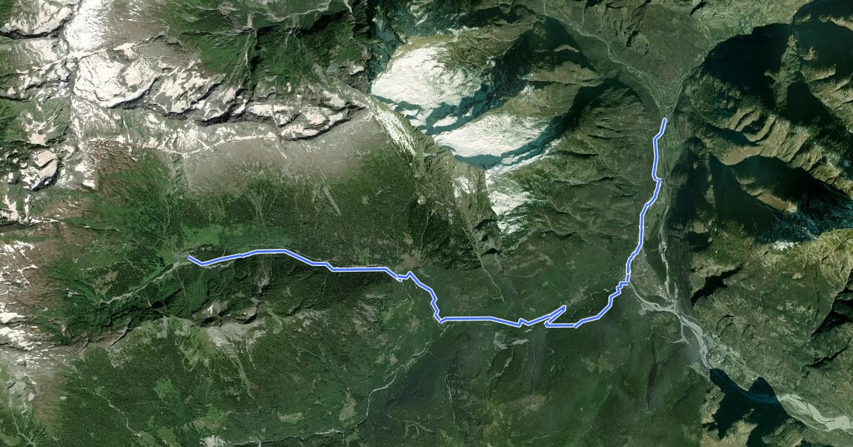 Маршрут Walserweg Gottardo - Etappe 6 на спутниковом снимке