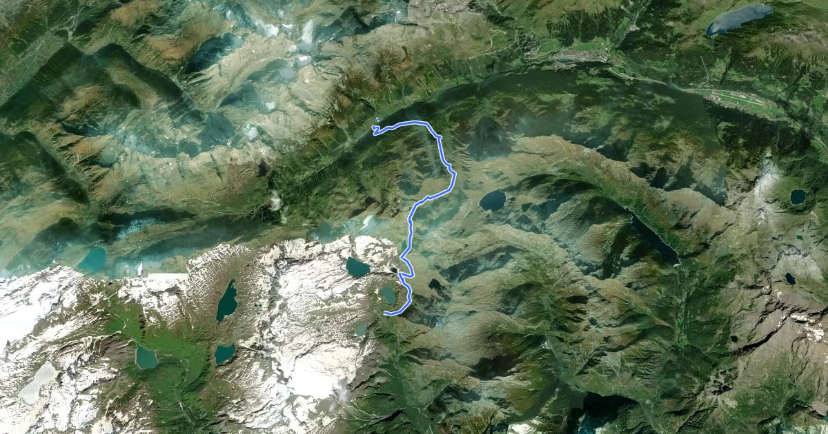 Маршрут Walserweg Gottardo - Etappe 8 на спутниковом снимке