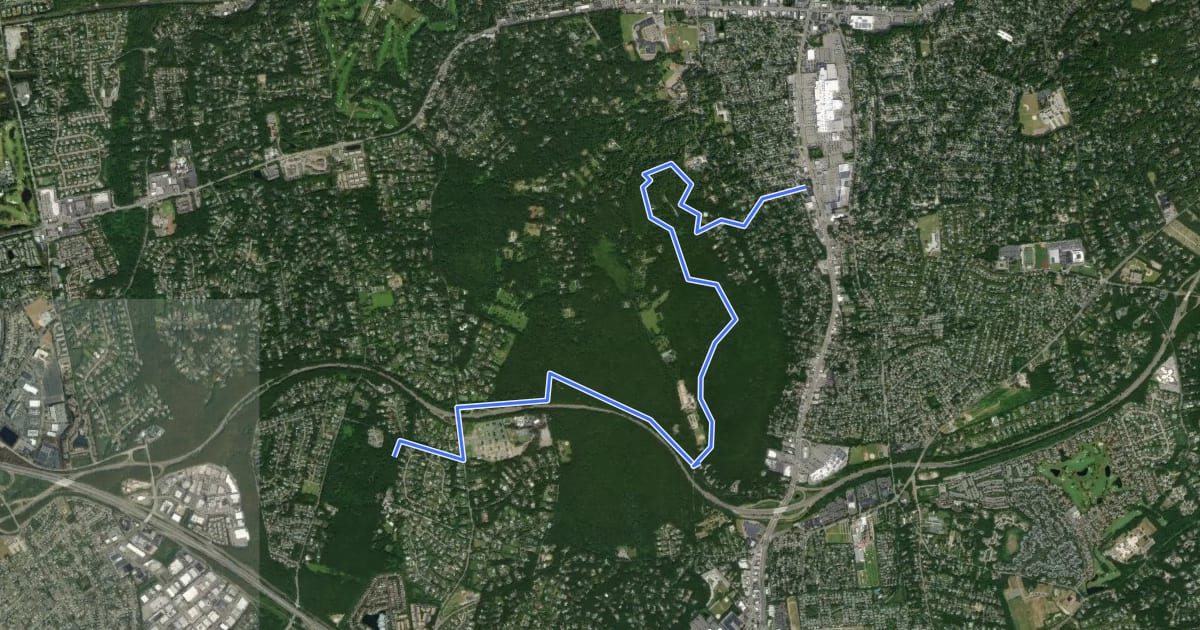 Маршрут Walt Whitman Trail на спутниковом снимке