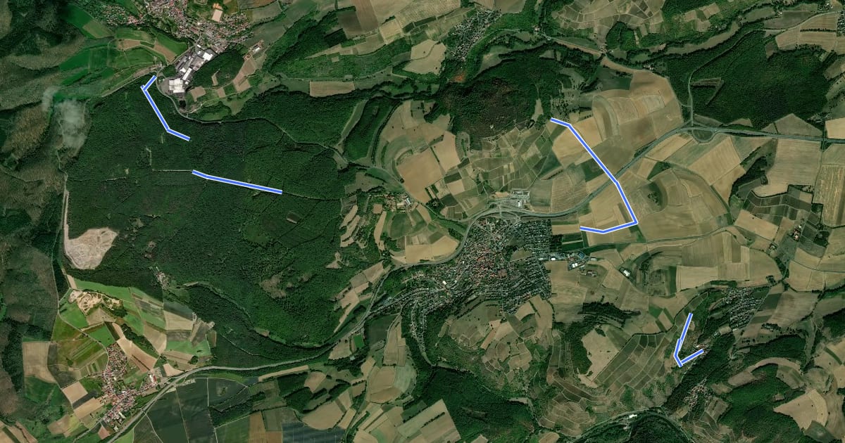 Маршрут Wamderweg Bockenau - Niederthälerhof [Rotes x] на спутниковом снимке