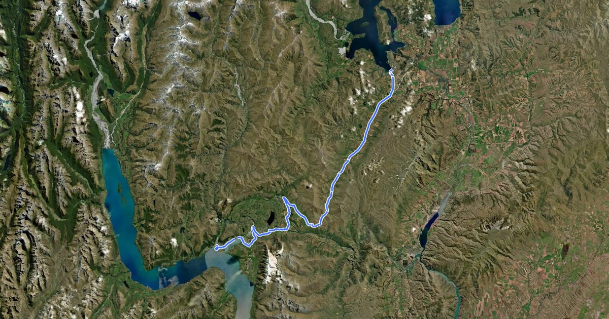 Маршрут Wanaka Queenstown Tour Aotearoa на спутниковом снимке