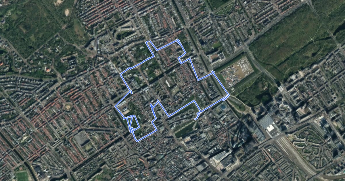 Маршрут Wandelen langs Haagse levende monumenten на спутниковом снимке
