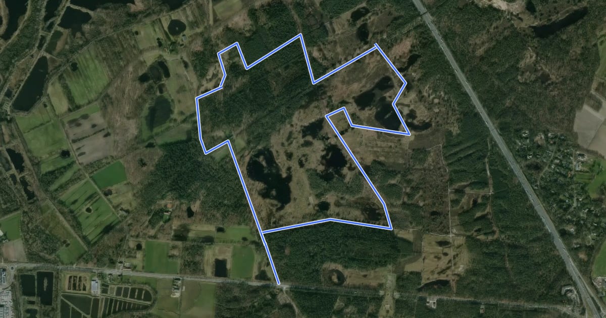 Маршрут Wandelroute blauw на спутниковом снимке