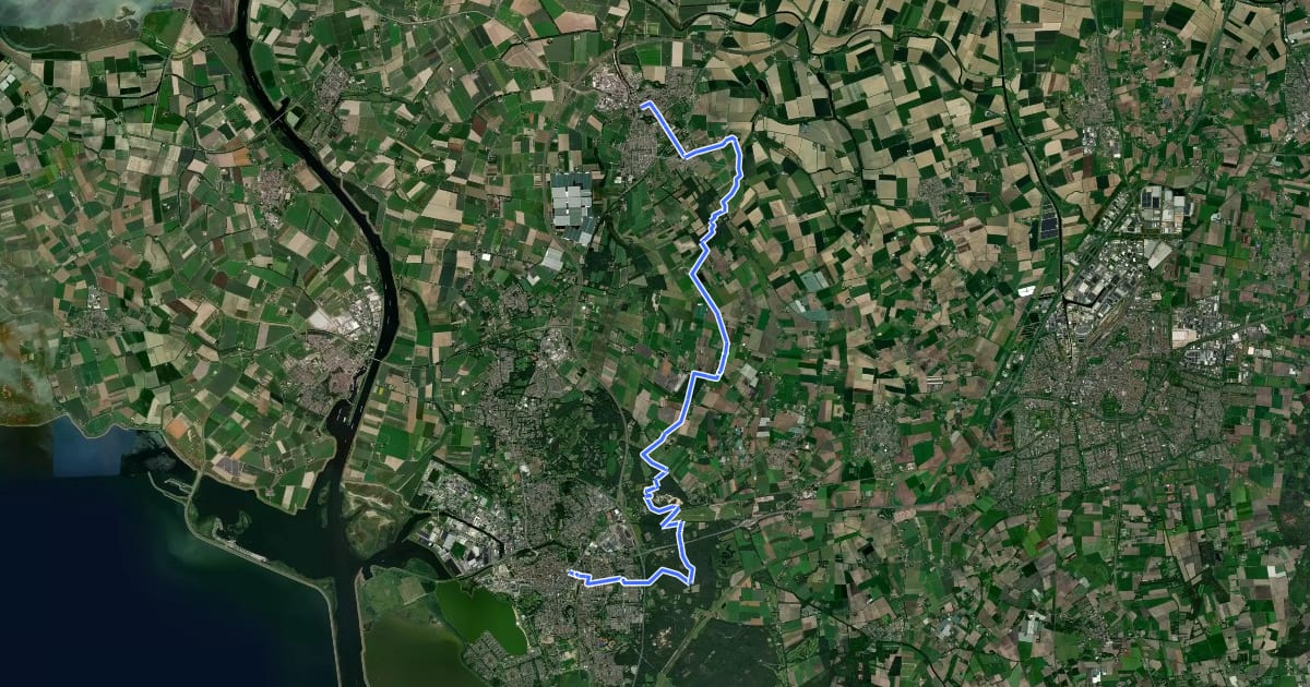 Маршрут Wandelroute Canadese Bevrijders etappe 2: Bergen op Zoom-Steenbergen на спутниковом снимке