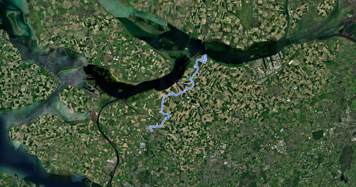 Маршрут Wandelroute Canadese Bevrijders etappe 3: Steenbergen-Willemstad на спутниковом снимке
