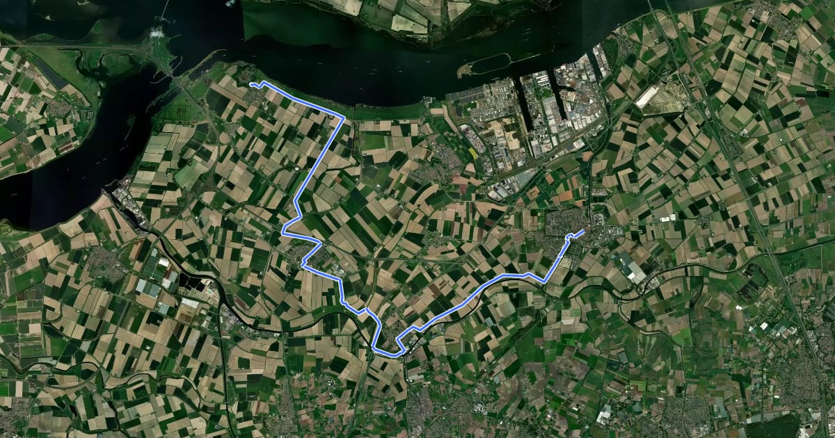 Маршрут Wandelroute Canadese Bevrijders etappe 4: Willemstad-Zevenbergen на спутниковом снимке