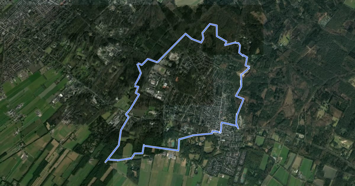 Маршрут Wandelroute Hoog Moersbergen на спутниковом снимке
