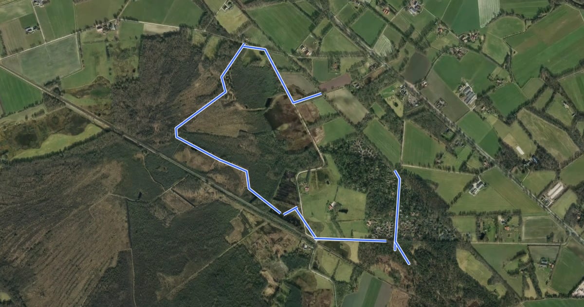 Маршрут Wandelroute Korenburgerveen на спутниковом снимке