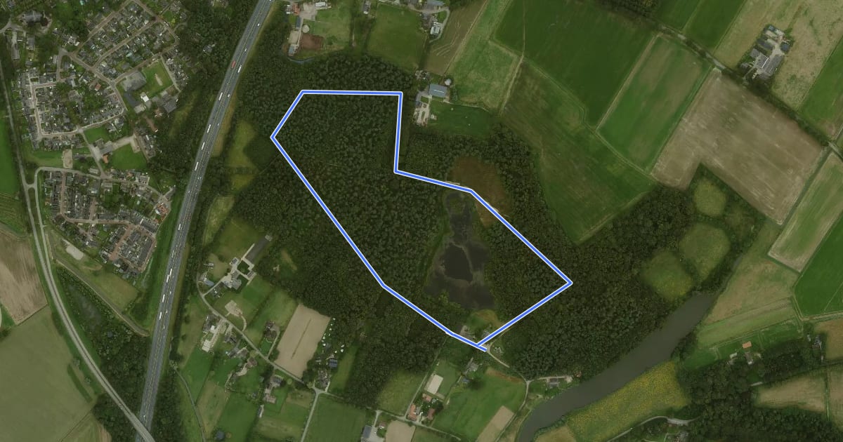 Маршрут Wandelroute landgoed Hernen, Gele route на спутниковом снимке