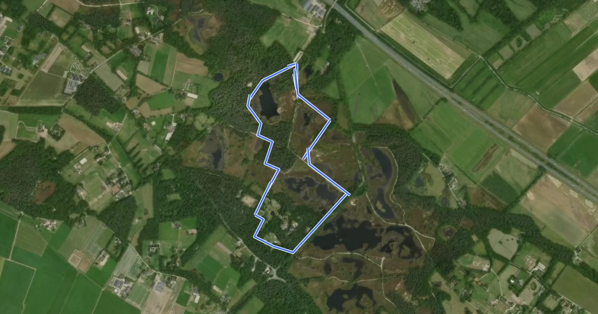 Маршрут Wandelroute Natuurbeleefpad на спутниковом снимке