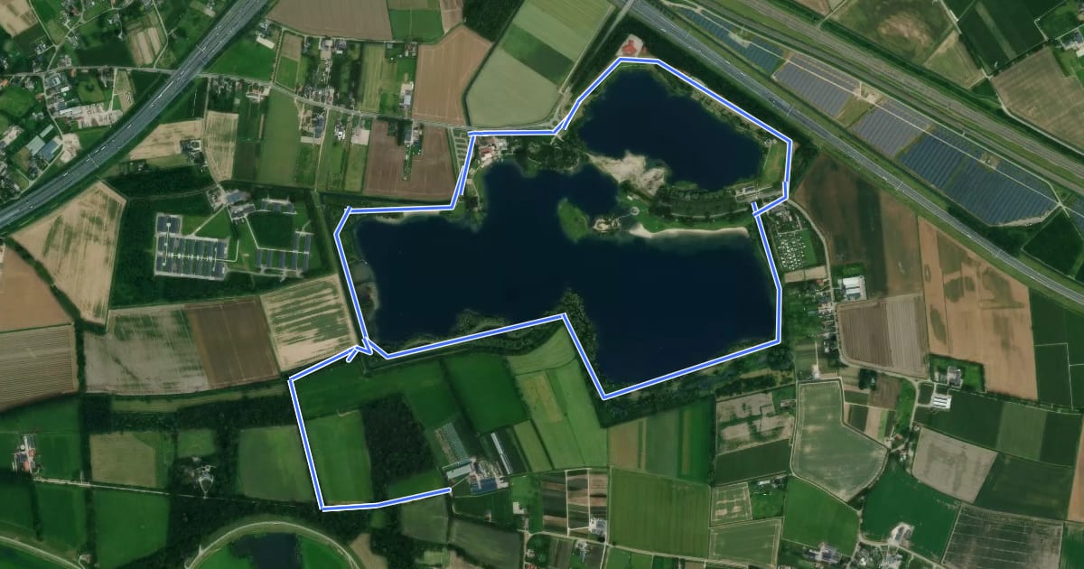 Маршрут Wandelroute Rondje Strandpark Slijk-Ewijk на спутниковом снимке
