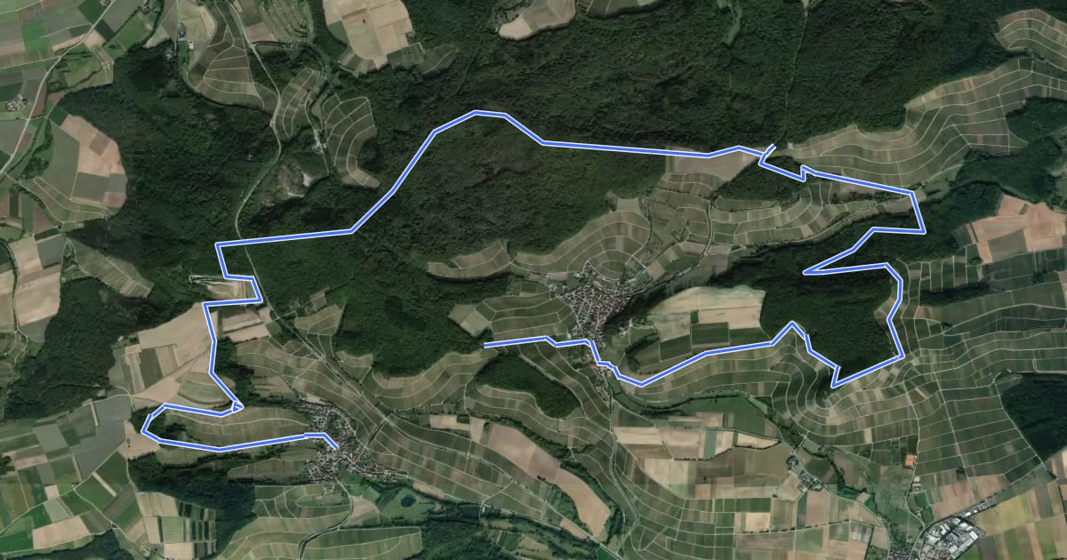 Маршрут Wander3Klang Brackenheim на спутниковом снимке