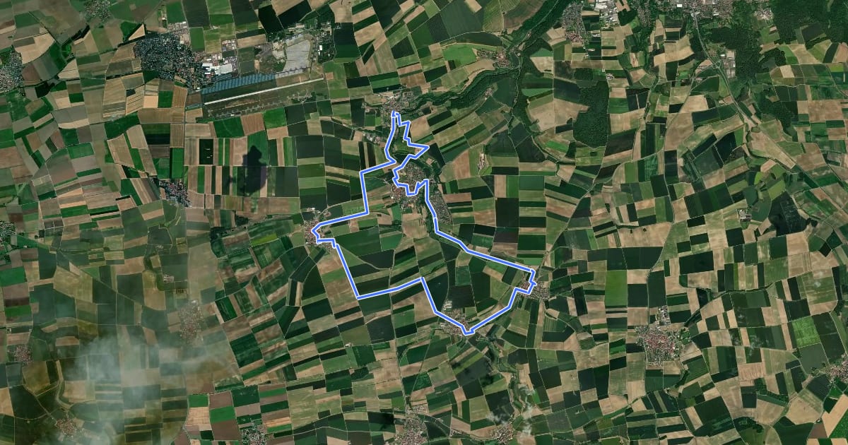 Маршрут WanderErlebnisRoute Kultur;Thierbachtal Südschleife на спутниковом снимке