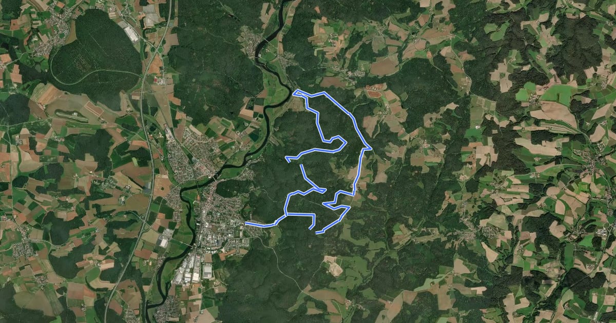 Маршрут Wanderfreunde Regenstauf: Hasenweg на спутниковом снимке