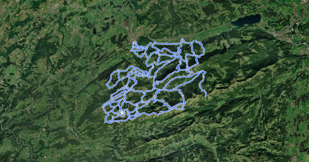 Маршрут Wandergebiet Oberstaufen на спутниковом снимке