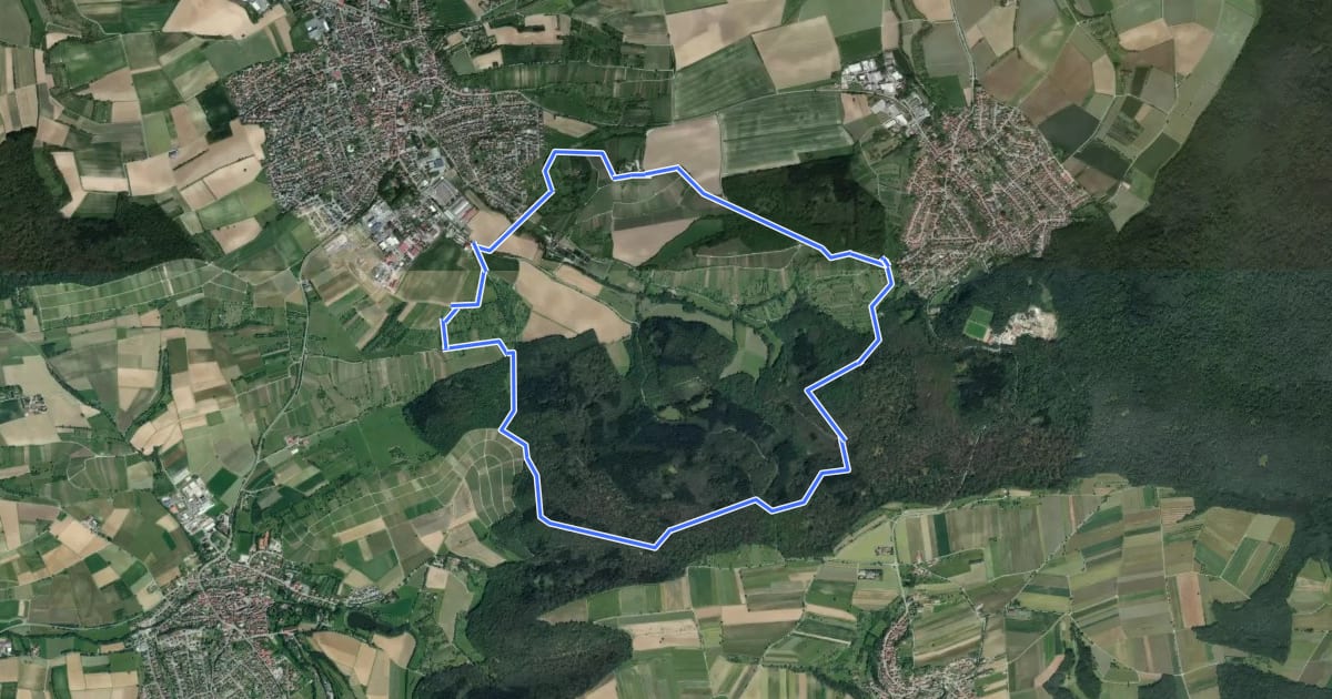 Маршрут Wandern zwischen Wein, Wald und Streuobstwiesen на спутниковом снимке