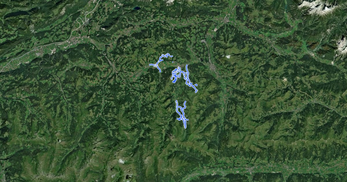 Маршрут Wandernetz TVB Kitzbüheler Alpen - Brixental на спутниковом снимке