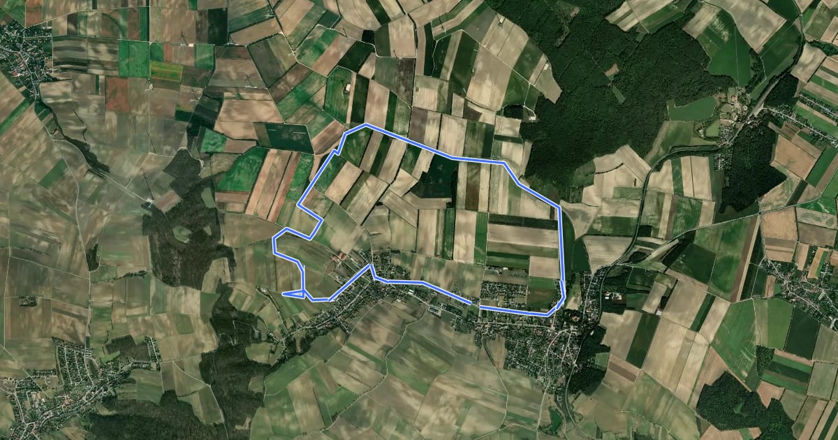 Маршрут Wanderpuzzle Kreuzstetten на спутниковом снимке
