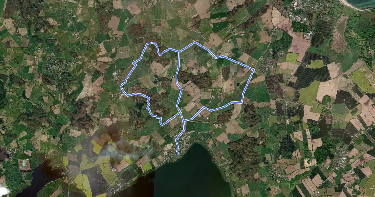 Маршрут Wanderroute 9: Groß Wittensee - Damendorf - Goosefeld на спутниковом снимке