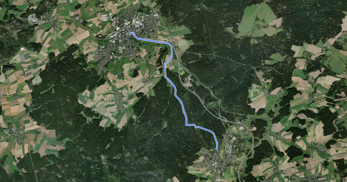 Маршрут Wanderroute Rehau - Schönwald на спутниковом снимке
