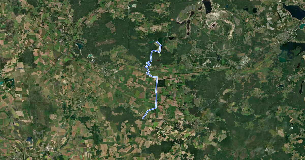 Маршрут Wanderroute vom Hirschfeld über Plessa zum Grünewalder Lauch на спутниковом снимке
