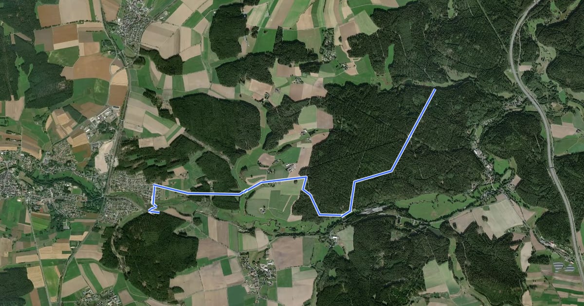 Маршрут Wanderroute Zubringer Fränkischer Gebirgsweg (Marktleuthen) на спутниковом снимке