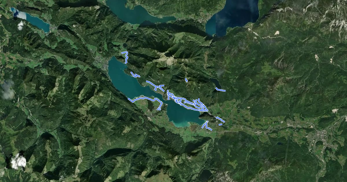Маршрут Wanderrouten Wolfgangsee на спутниковом снимке