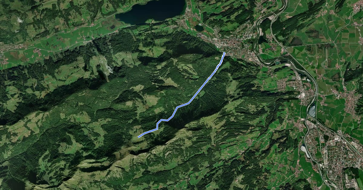 Маршрут Wandertrilogie Etappe 13 Alpe Gund - Immenstadt/Bühl am Alpsee на спутниковом снимке
