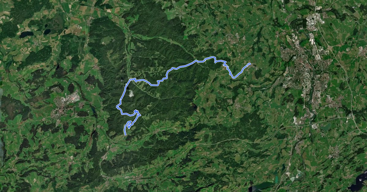 Маршрут Wandertrilogie Etappe 17 Bolsternang-Ermengerst на спутниковом снимке