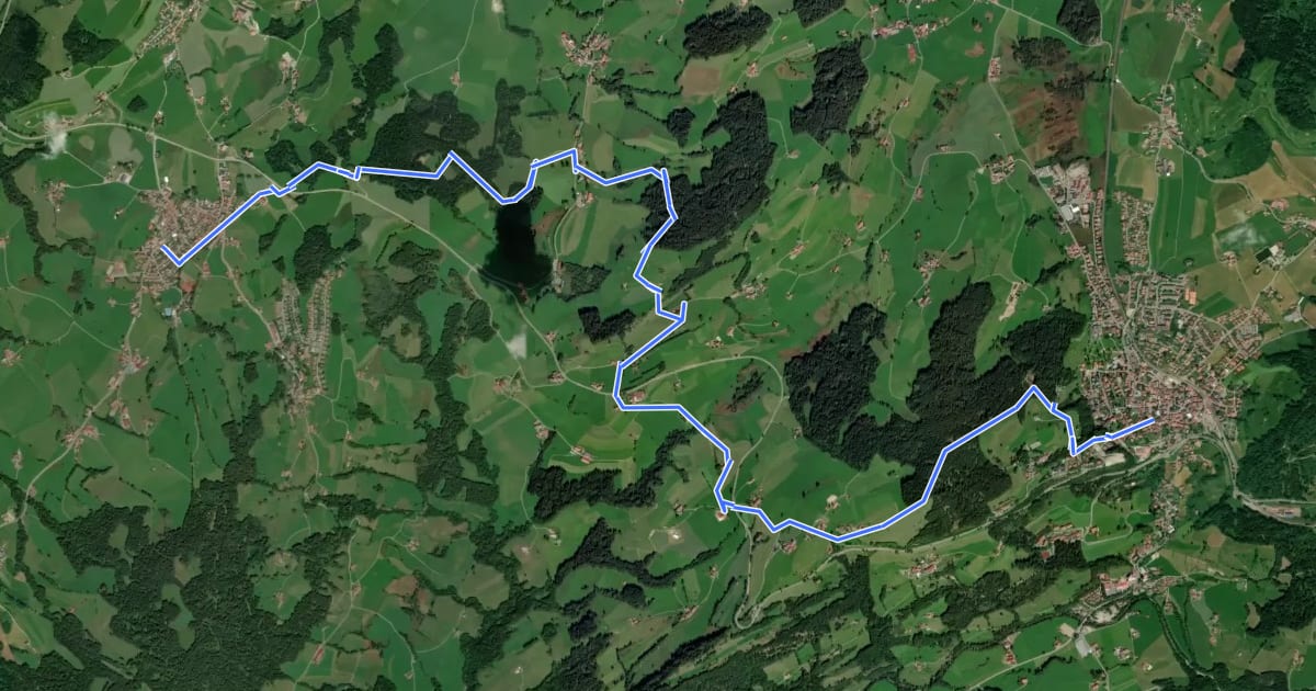 Маршрут Wandertrilogie Etappe 36 Oberstaufen-Oberreute на спутниковом снимке