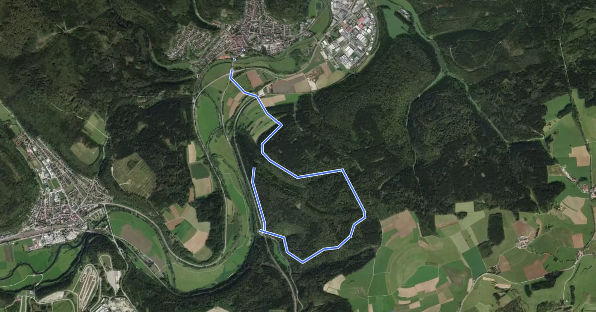 Маршрут Wanderung an die Donauversickerung на спутниковом снимке