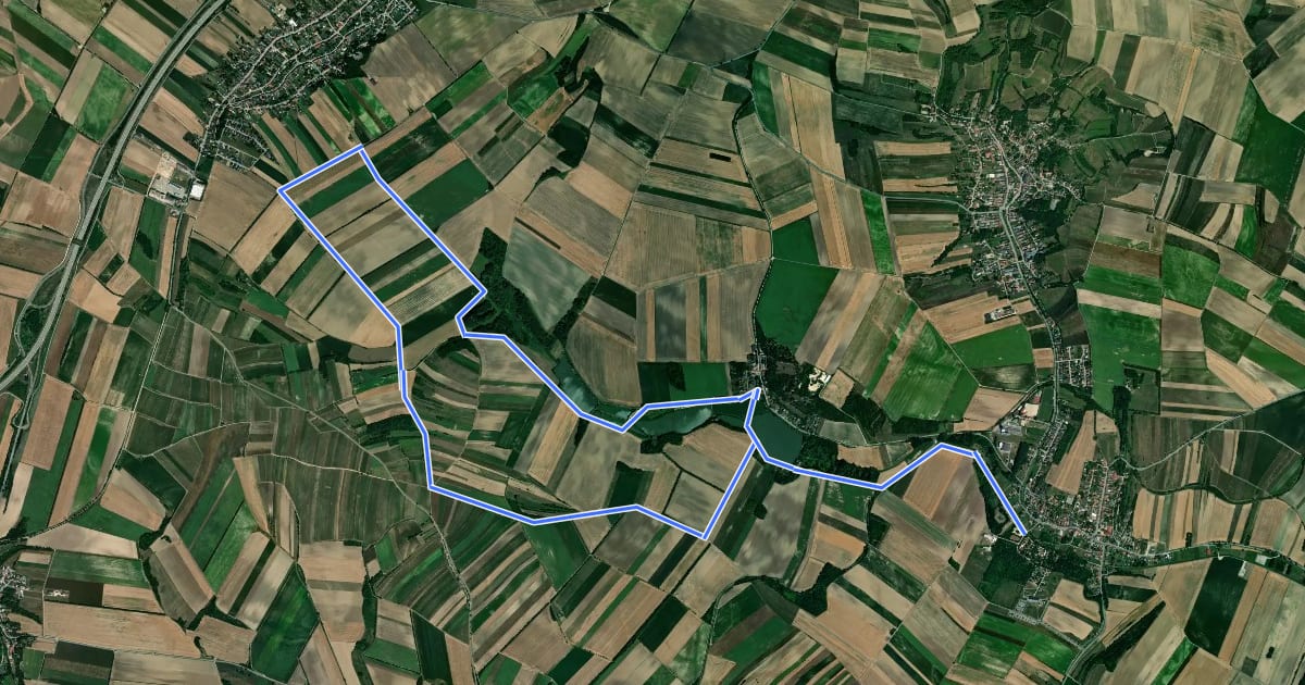 Маршрут Wanderung rund um die Nexinger Teiche на спутниковом снимке